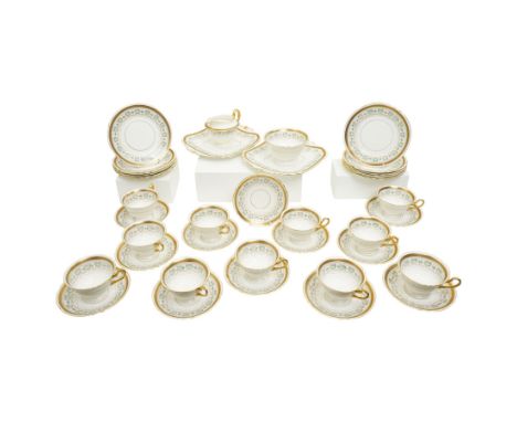 Shelley Gainsborough shape tea service, pattern 11284, comprising eleven teacups, twelve saucers, twelve tea plates, milk jug