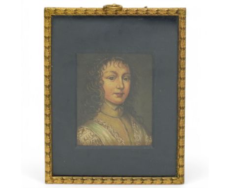 English School (18th/19th Century): Portrait of a Young Aristocrat, oil on copper unsigned, housed in frame with repeating ac