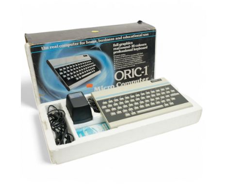 ORIC-1 Micro Computer, with keyboard and plug, in original box and packaging