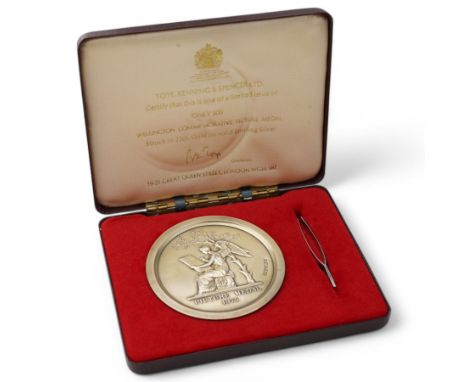 Toye, Kenning & Spencer - Limited Edition 'Wellington Commemorative Picture Medal', silver, originally gilded, with the accom