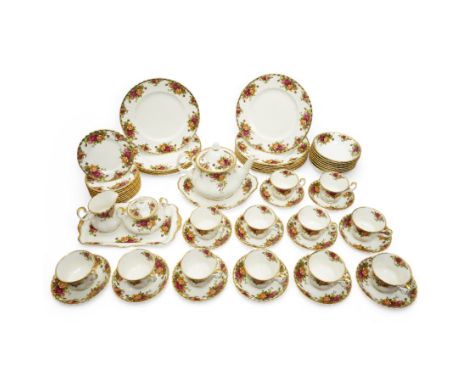 Royal Albert Old Country Roses tea and dinner service, comprising twelve dinner plates, eight bowls, twelve saucers, twelve s
