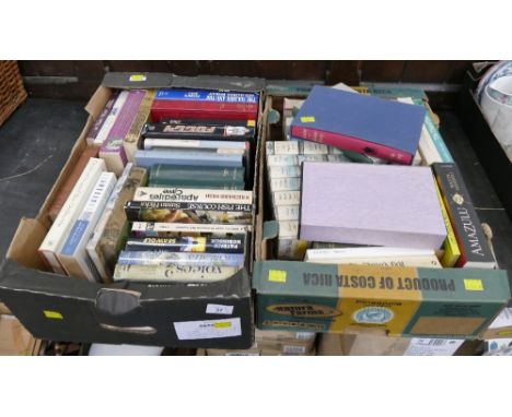 Two boxes of books, Detective Book Club etc&nbsp; and Folio Society books in slip cases including Vanity Fair and Gulliver's 