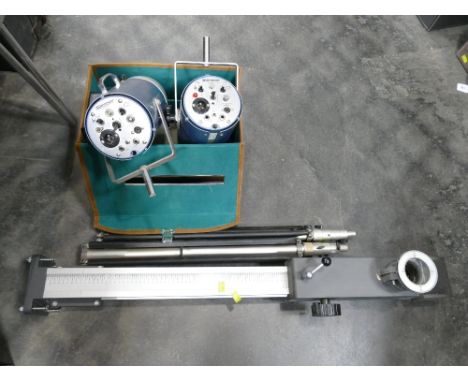 Vintage camera equipment, Sola 2 Photonics, Polaroid MP4, camera stand etc