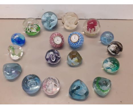 Caithness paperweights, two containing clocks, to include Snow Trail, Myriad, Moon Crystal and VortexLocation: BWR 