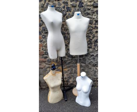Four various display partial mannequins, two on stands and one in the vintage styleLocation: RABCondition: Some stains to the