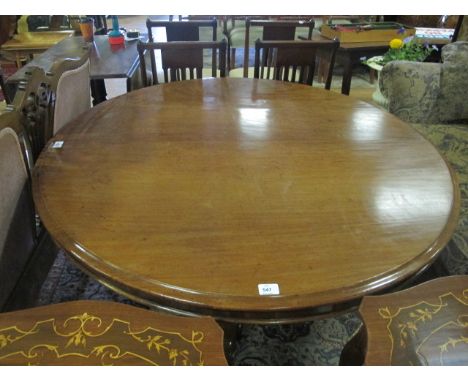 A VICTORIAN MAHOGANY POD TABLE the circular moulded top above a faceted column and platform base on tripod support with scrol