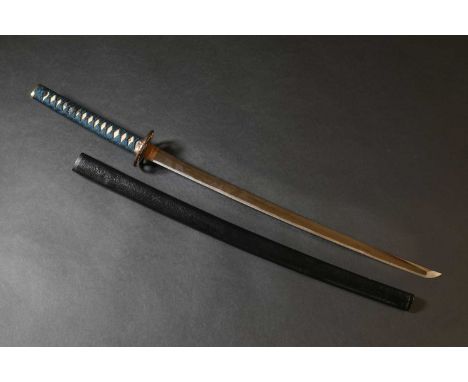 A Japanese katana, Edo or Meiji, 19th century, the black lacquer saya (scabbard), mounted with a same (white shagreen) tsuka 