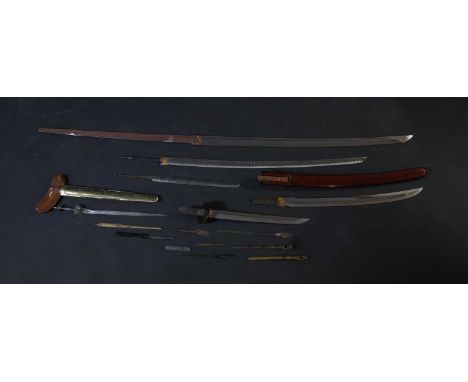 A collection of Japanese blades,Meiji period and later, to include two katana, two wakizashi, kozuka and kōgai examples, 9.5c