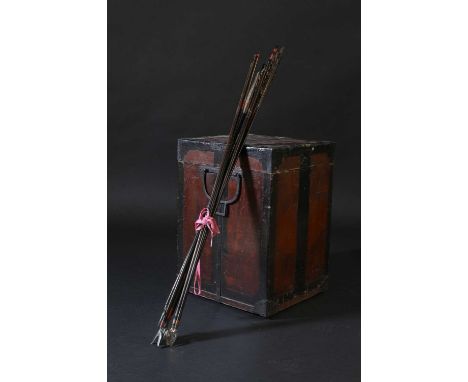 A group of Japanese steel yanone and arrow heads,Edo or Meiji period, including two arrows heads pierced with interlocking fl