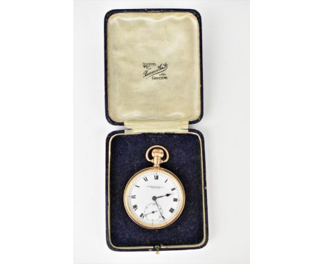 An early 20th century 9ct gold open faced pocket watch having a white enamel dial inscribed 'Boorman &amp; Son Ltd Gravesend'