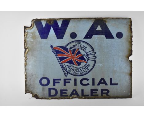 A vintage 'W.A The Wireless Association of Great Britain, Official Dealer' advertising double sided enamel sign, light blue g