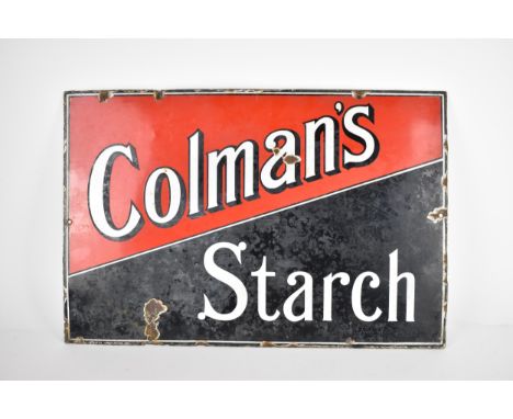 A vintage Coleman's starch advertising enamel sign, in red and black with white lettering, 40.5 cm x 61 cm 