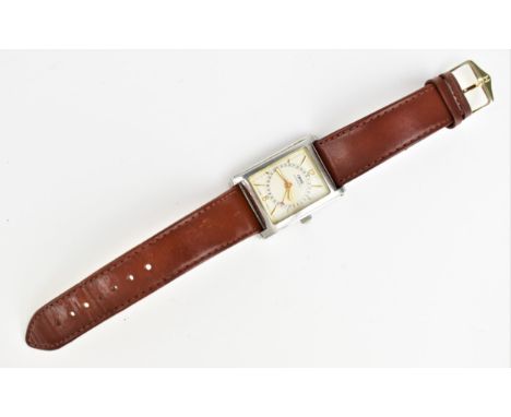An Oris pointer date automatic, gents stainless steel wristwatch having a silvered engine turned dial with baton markers, Ara