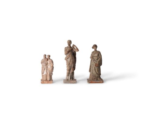 Two Italian tinted terracotta models of Classical figures, first half 18th century, including a model of Diana in the manner 