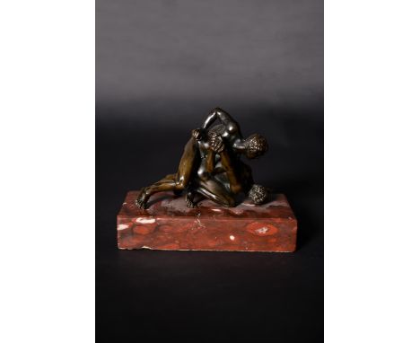 An Italian patinated bronze Grand Tour souvenir model of the Uffizi Wrestlers, after the Antique, 19th century, the group mou