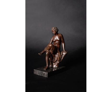 A fine North Italian patinated bronze model of a seated nymph, 17th century, after the Antique and in the manner of examples 