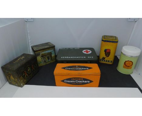 A miscellaneous collection of vintage tins H.7 W.26 D.17 