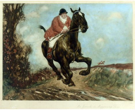 AFTER FRANK GILLETT 'Mr Jorrocks in Muggercamp Lane', colour print, titled on the mount, 38 x 48.5cm