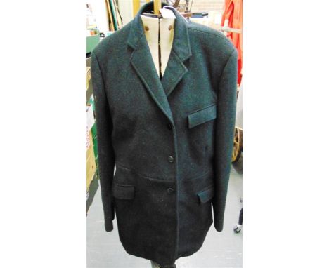 A GENT'S 'HARRY HALL' BLACK WOOL HUNTING COAT with check lining