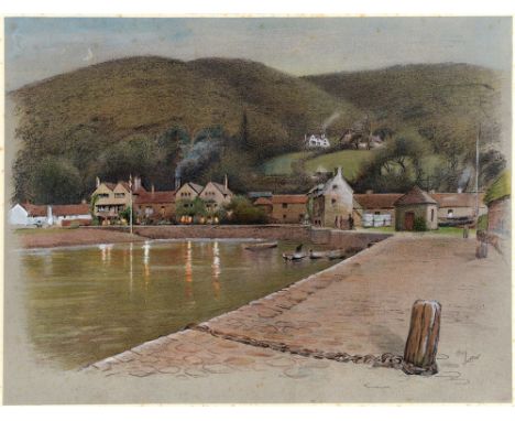AFTER CECIL ALDIN The Anchor Inn, Porlock Weir, at evening Colour print