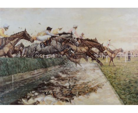 AFTER KLAUS PHILIPP 'Aintree' - The Grand National Water Jump A limited edition colour print, No. 175/500, signed, titled and