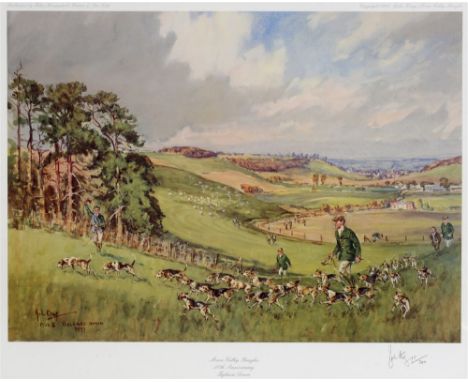 AFTER JOHN KING 'Meon Valley Beagles, Teglease Down', a limited edition colour print, No: 15/200, signed and numbered in penc