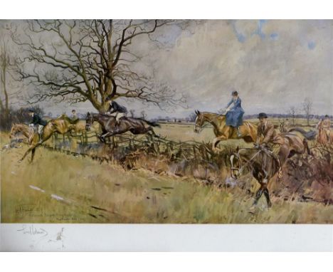 AFTER LIONEL EDWARDS Household Brigade Drag Hounds, Hawthorne Hill, 1937 Colour print with facsimile signature, 36cm x 52.5cm