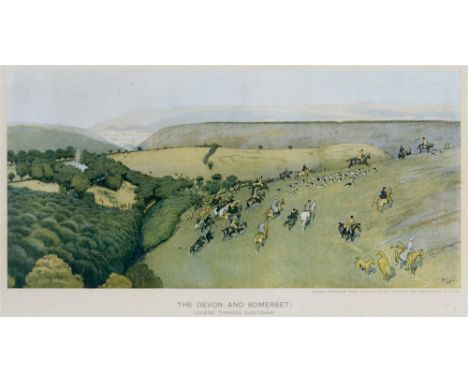 AFTER CECIL ALDIN 'The Devon and Somerset looking towards Cloutsham'; 'The Fitzwilliam who-whoop near Solom Wood'; and 'V.W.H