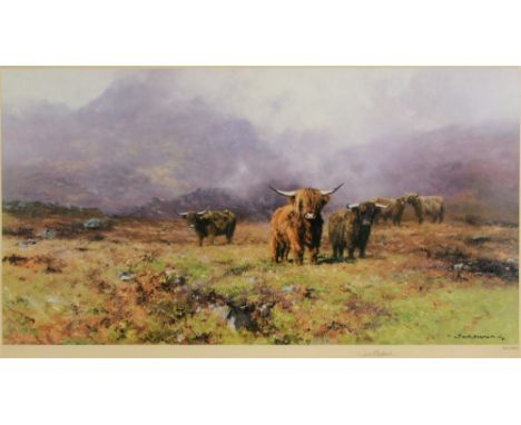 AFTER DAVID SHEPHERD 'Highland Cattle'  Limited edition colour print, No. 360/850, signed and numbered in pencil on the mount