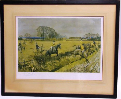 AFTER LIONEL EDWARDS (1878-1966) 'Hunting Countries: The Old Surrey and Burstow at Burstow', colour print, signed in pencil l