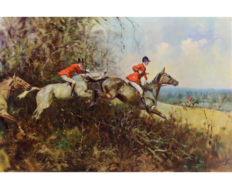 AFTER MICHAEL LYNE 'Away' A Hunting Scene Colour print, 66cm x 95cm