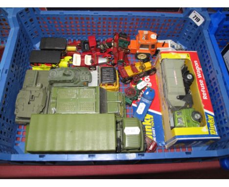 Fifteen Assorted Diecast Models of Military Vehicles, cars, trucks, etc, by Dinky Toys, matchbox and others, includes Matchbo