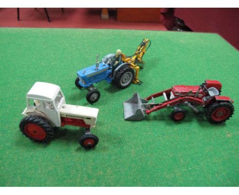 Three Original Diecast Model Tractors, Dinky David Brown, 995 with red engine/ Corgi Massey Ferguson 165/ Corgi Ford Supper M