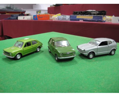 Three 1/25th Scale Models, by Polistil, Honda Coupe 2, Fiat 127, Fiat 126. All Playworn