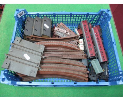 An Assortment of Triang TT Scale Model Railways, including locos, coaches, track, and a two road engine shed, playworn.