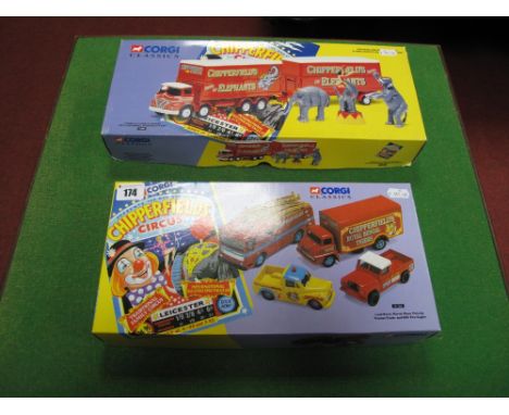 Two Boxed Corgi 'Chipperfields Circus 1:50th Scale Diecast Vehicles Sets, #31902 Foden S21 Lorry and Trailer with Elephants, 