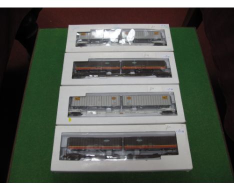 Four Outline American "HO" Gauge Gold Line Flexi-Van Flatcar Rolling Stock, comprising New York Central System R/No. 504289 T
