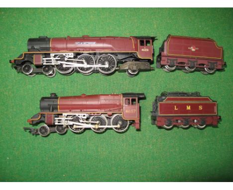 Two Playworn Hornby "00" Gauge Locomotives and Powered Tenders, class 5 4-6-0 locomotive R/no 4657, L.M.S maroon, Duchess cla