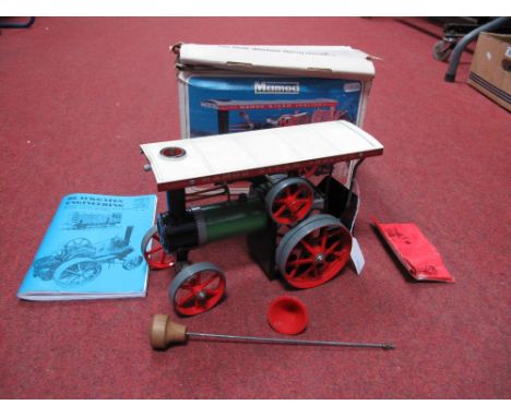 A Boxed Mamod Live Steam TEIA Model Traction Engine, Green / Black Body Work, cream roof, burner, scuttle, steering rod all p