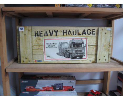 A Boxed Corgi 'Heavy Haulage' 1:50th Scale Diecast Commercial Vehicle, #CC12007 Man King Trailer and Reel Load - 'Morris Lesl