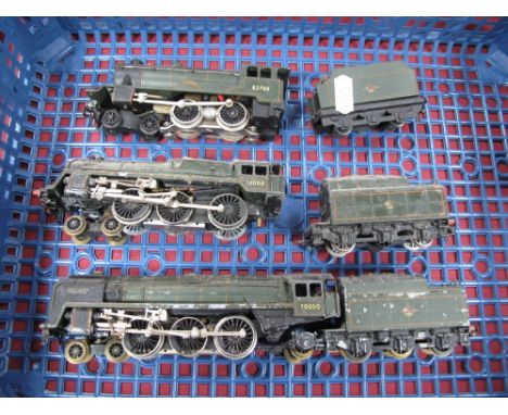 Three Playworn Post War Trix Locomotives And Tenders, comprising of Britania class 4-6-2 locomotive, R/no  70000, 'Britania' 