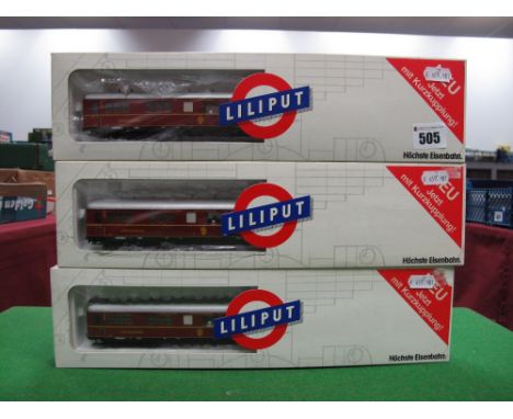 Three Boxed Liliput "HO" Scale Outline German Dining Cars, #83608 DSG Speisewagen. 