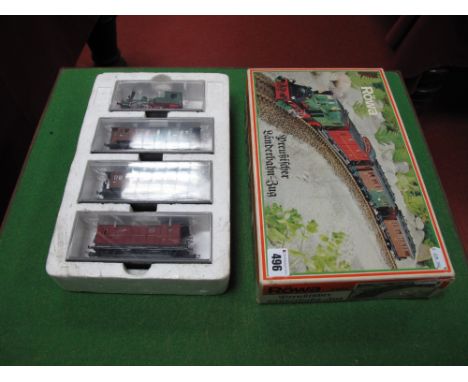 A Boxed Rowa "HO" Gauge #1101 Outline German Train Pack, comprising 0-6-0 Locomotive R/No. 1705, two coaches, brake van. 
