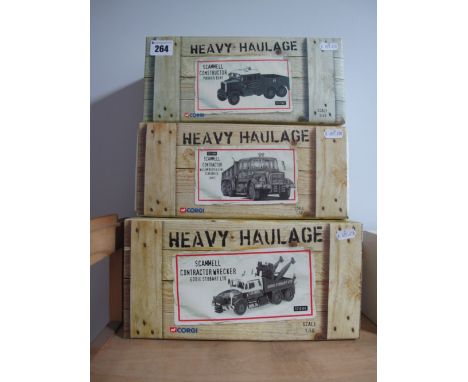 Three Boxed Corgi 'Heavy Haulage' 1:50th Scale Diecast Commercial Vehicles, #CC12306 Scammell Contractor Wrecker 'Eddie Stoba