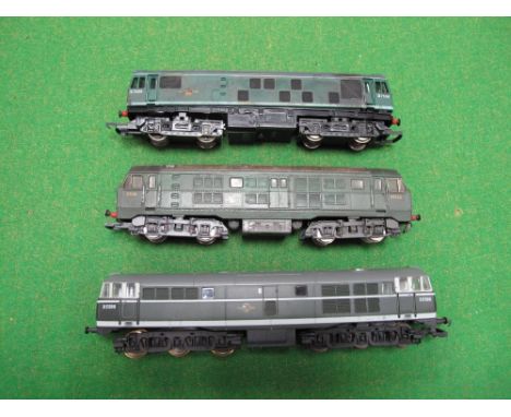 Three "00" Gauge outline Diesel Locomotives By Hornby, including Lima, Class 25, R/no D7596, BR Green (weathered) class 31, R