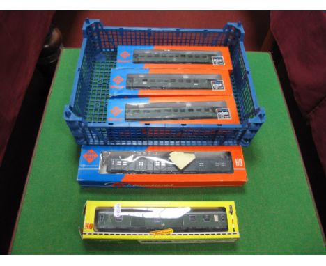 Five "HO" Scale Coaches By Roco and Others, DB Livery, all boxed.