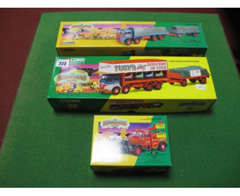 Three Corgi Diecast 1:50th Scale Showman's Trucks, all boxed, includes #14101 Foden S21 and Trailer, Dodgems - Tuby's of Donc