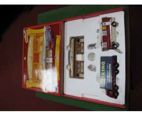 A Boxed Corgi 'Showmans' 1:50th Scale Diecast #31012 Mickey Kiely Boxing Set, including Foden FG Pole Truck and Caravan, cold