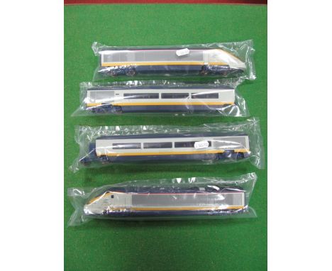 HO Scale Model of 4-Car Eurostar Train by Hornby, playworn. 