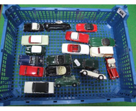 Eighteen Assorted Diecast Model Cars in 1/43rd Scale,  by Corgi, Vanguards, Vitesse and others. 